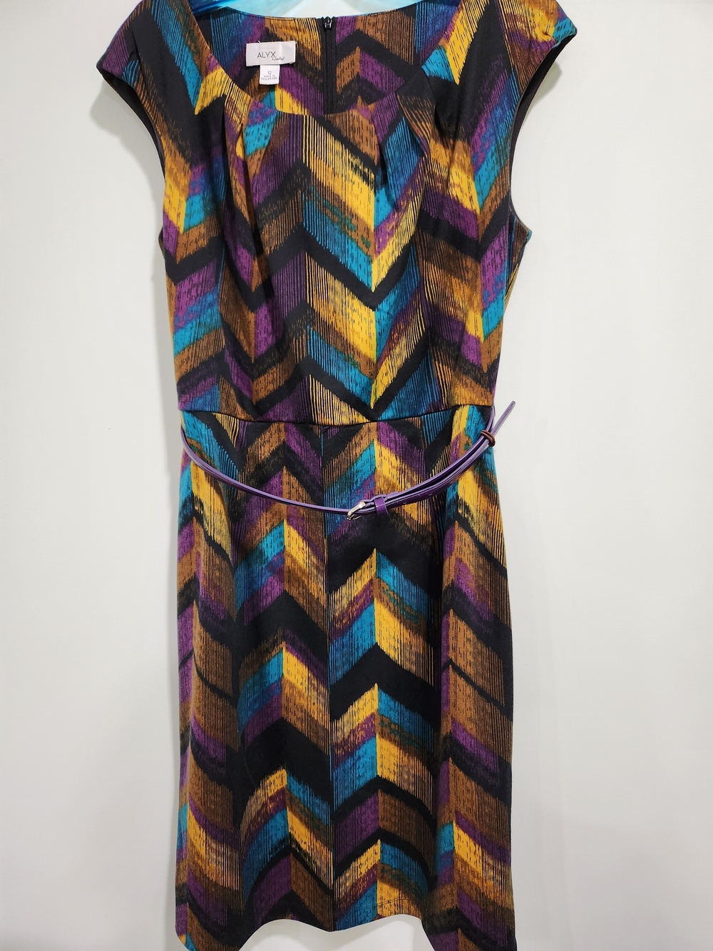 ALYX Chevron Midi Dress in Black, Gold, Blue, Purple